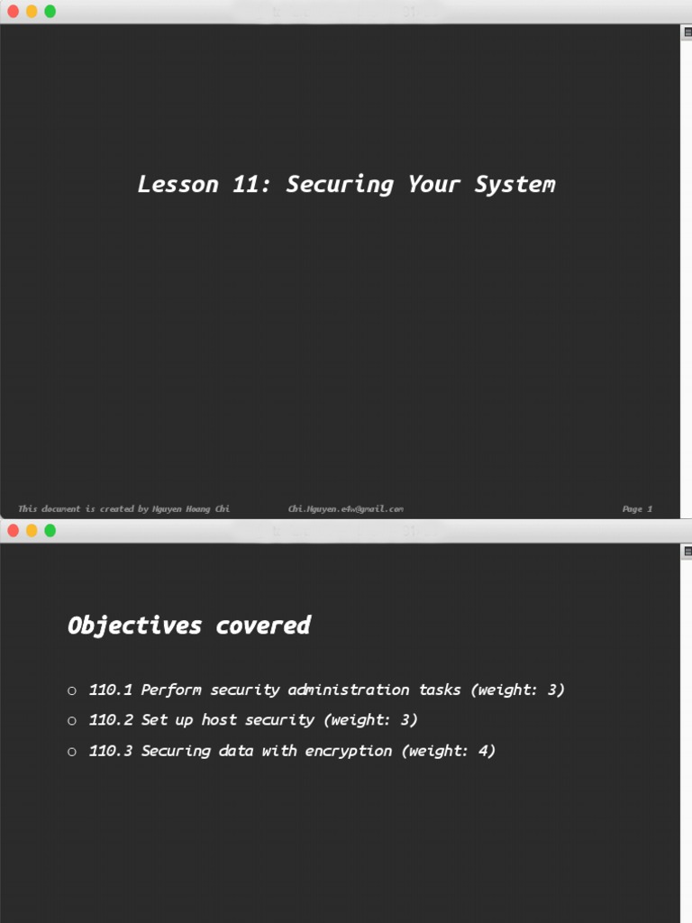 Lesson 11 - Securing Your System | PDF | Secure Shell | Cyberspace