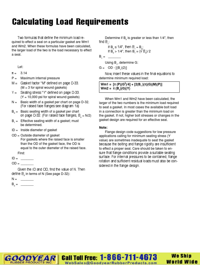 Gasket Load Requirement PDF Applied And Interdisciplinary Physics