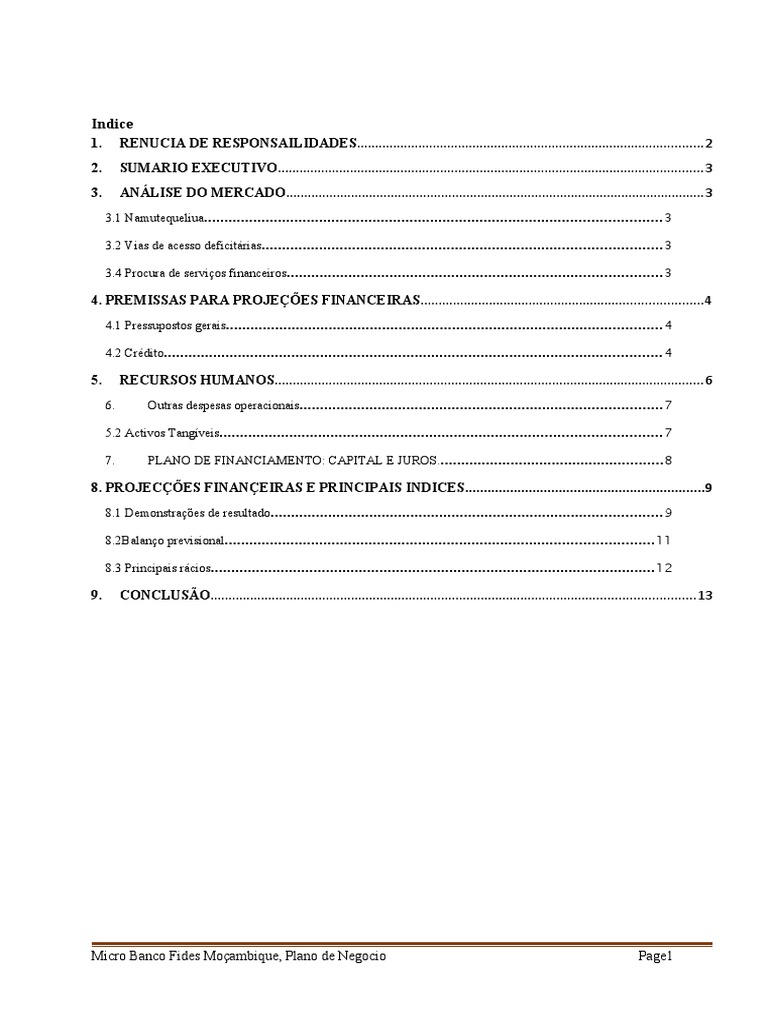 Plano de Negocio MBFM. Abertura NA | PDF | Empréstimos | Plano de negócios