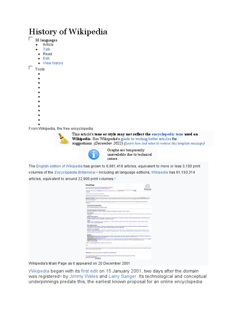 History of Wikipedia PDF Wikipedia Encyclopedias
