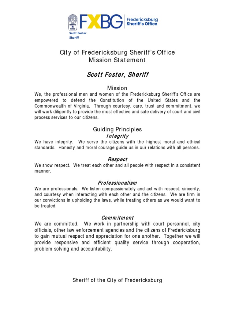 Fredericksburg Sheriff's Office General Orders Manual | PDF