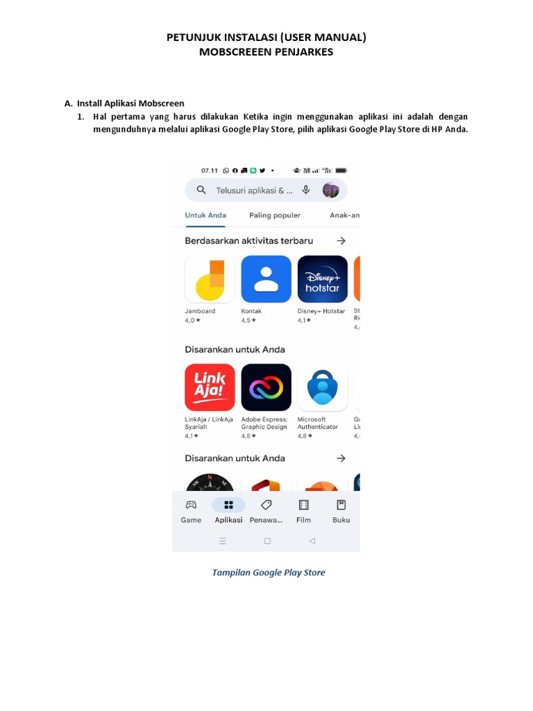 Panduan Instalasi Mobscreen Penjarkes | PDF