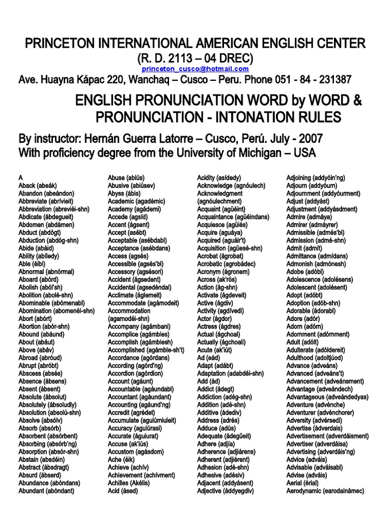 English Pronunciation & Rules Virtual PDF