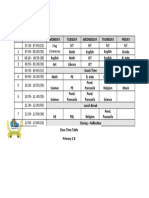 Class Time Table P1B - Ramadhan