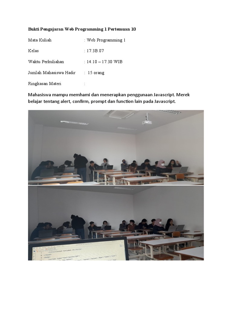 Bukti Pengajaran Web Programming 1 Pertemuan 10 | PDF | Karier ...