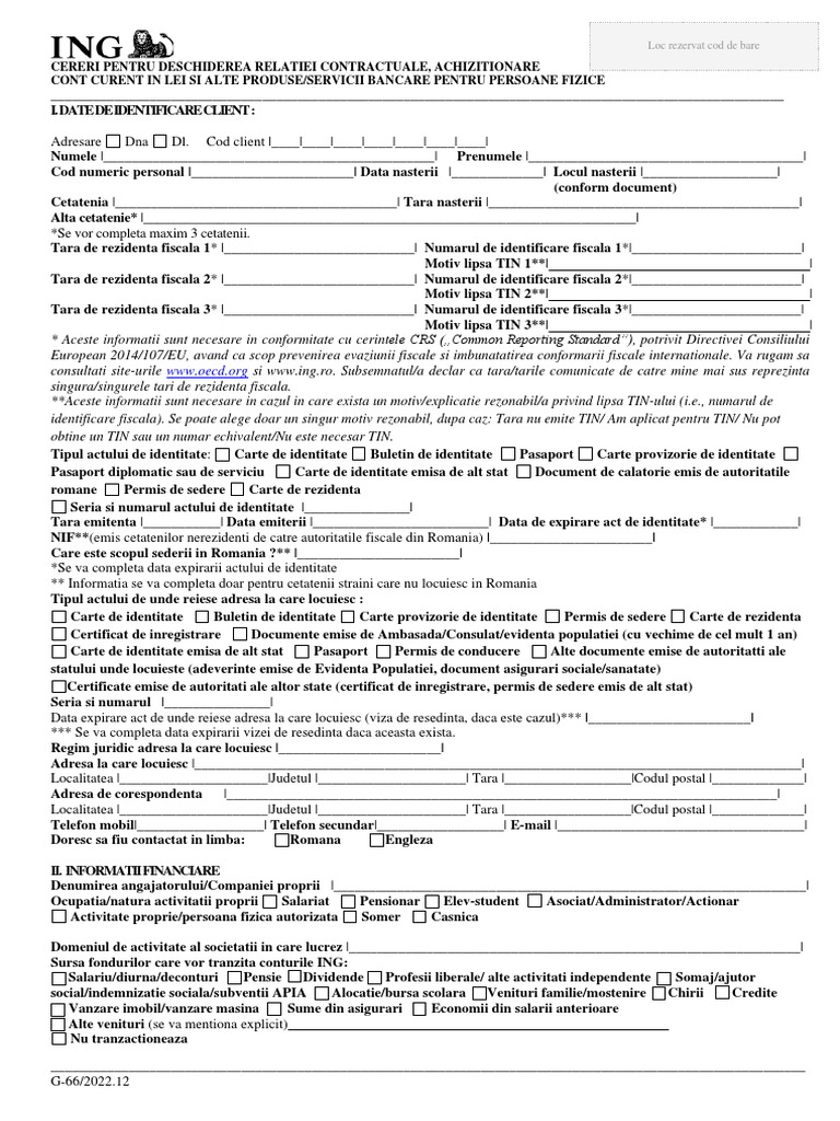 Formular Deschidere Relatie Si Pachet ING Card Complet | PDF