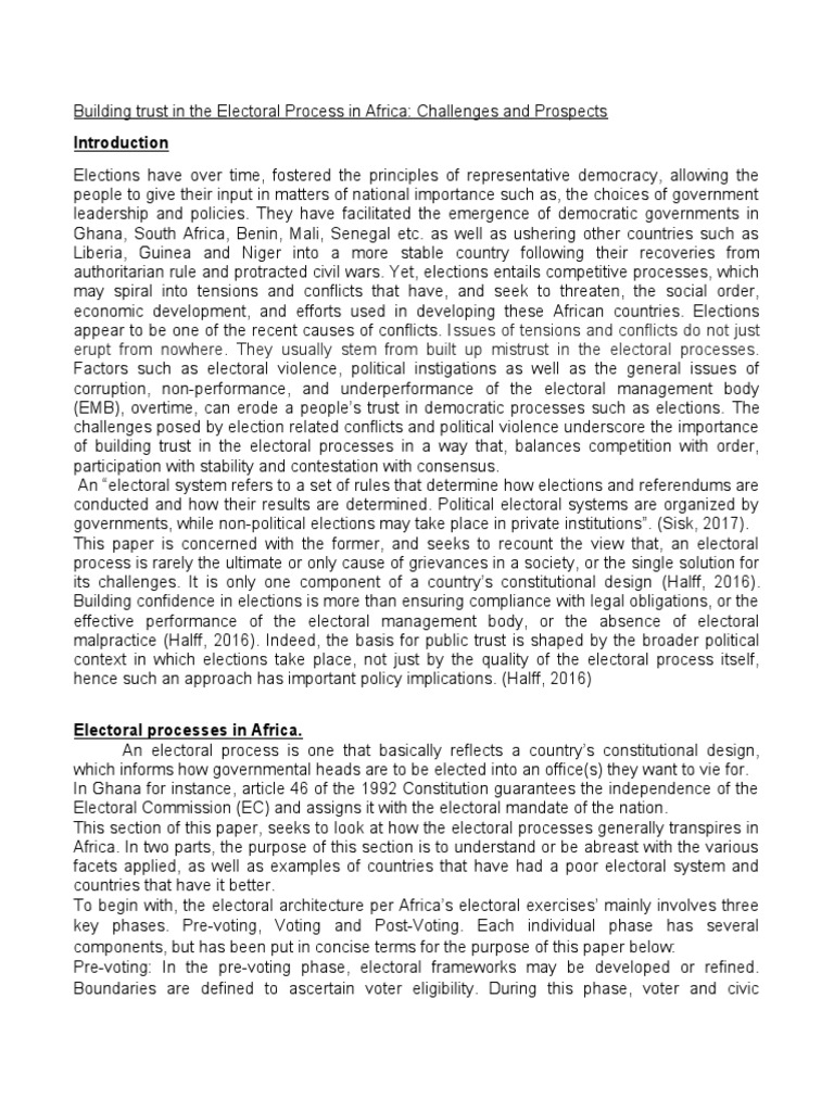 Building trust in the electoral process in africa pdf elections