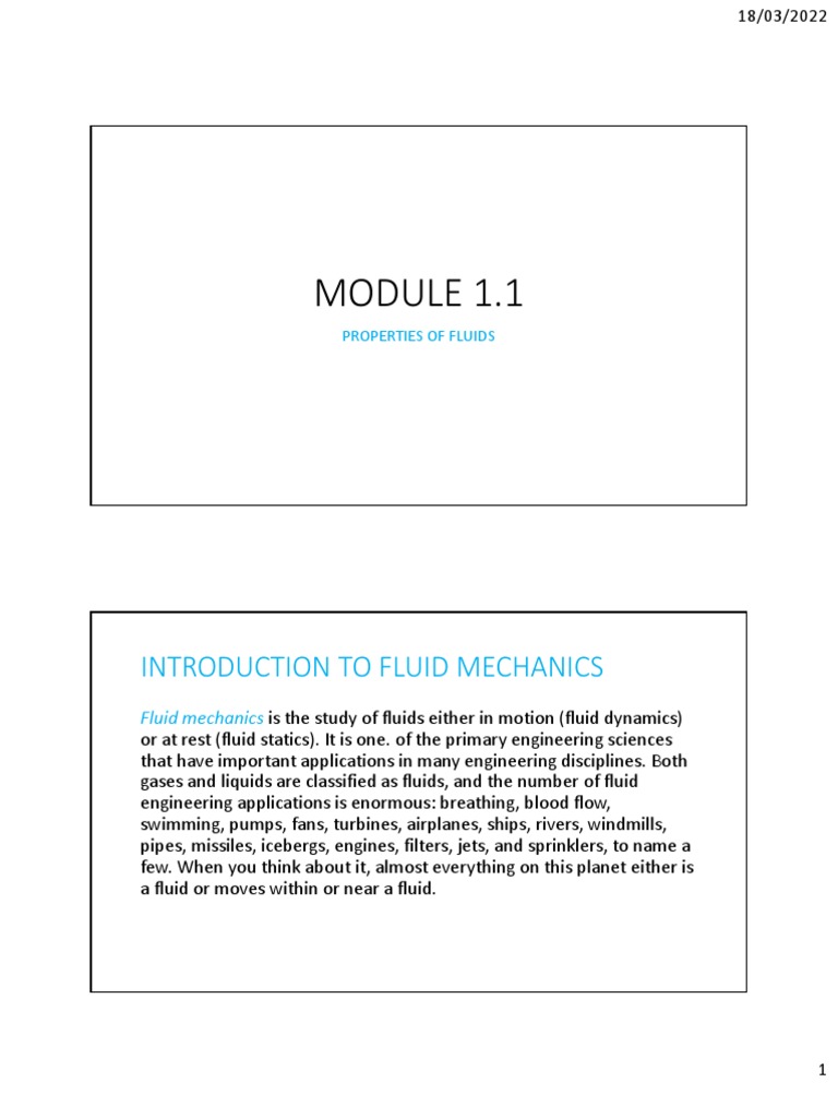 Lecture 1 1 Properties Of Fluid Pdf
