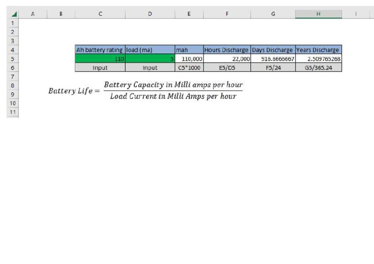 Excel Battery Drain Calculator PDF