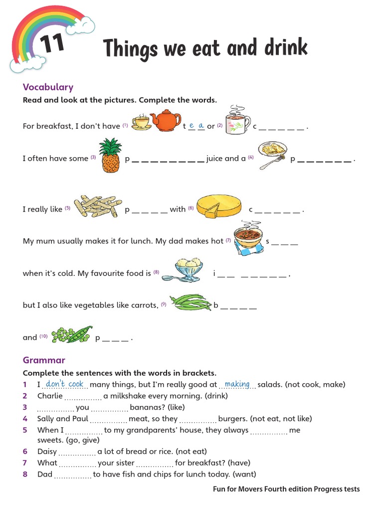 Food and Drink Vocabulary Exercises | PDF