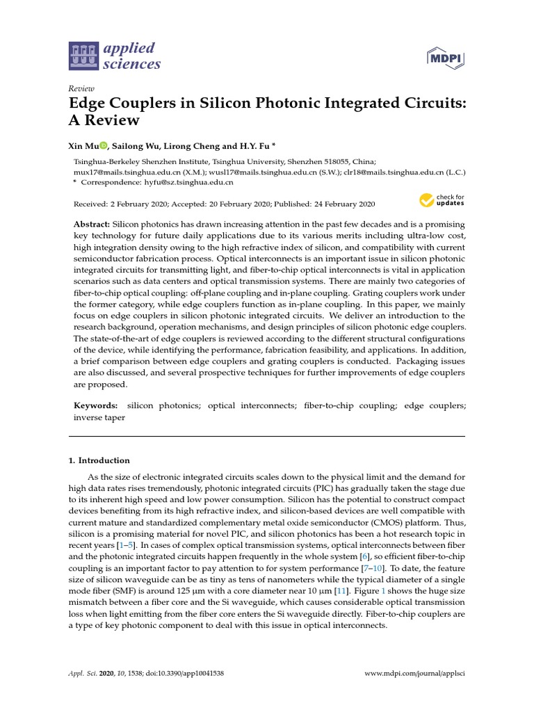 Edge CouplerReview PDF Optical Fiber Photonics