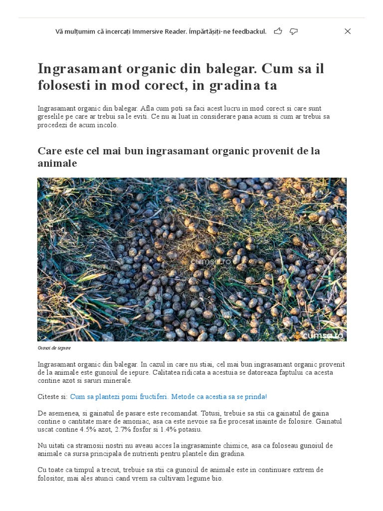 Ingrasamant Organic Din Balegar. Cum Sa Il Folosesti in Mod Corect, in ...