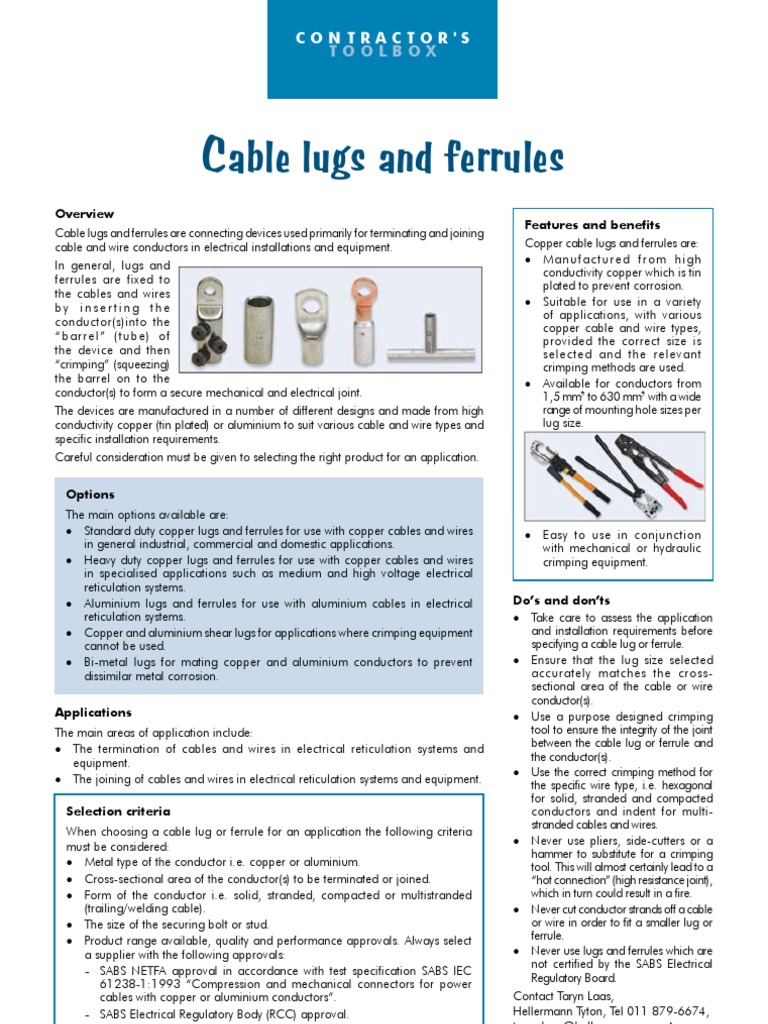 Lugs & Ferrules New | PDF | Cable | Wire