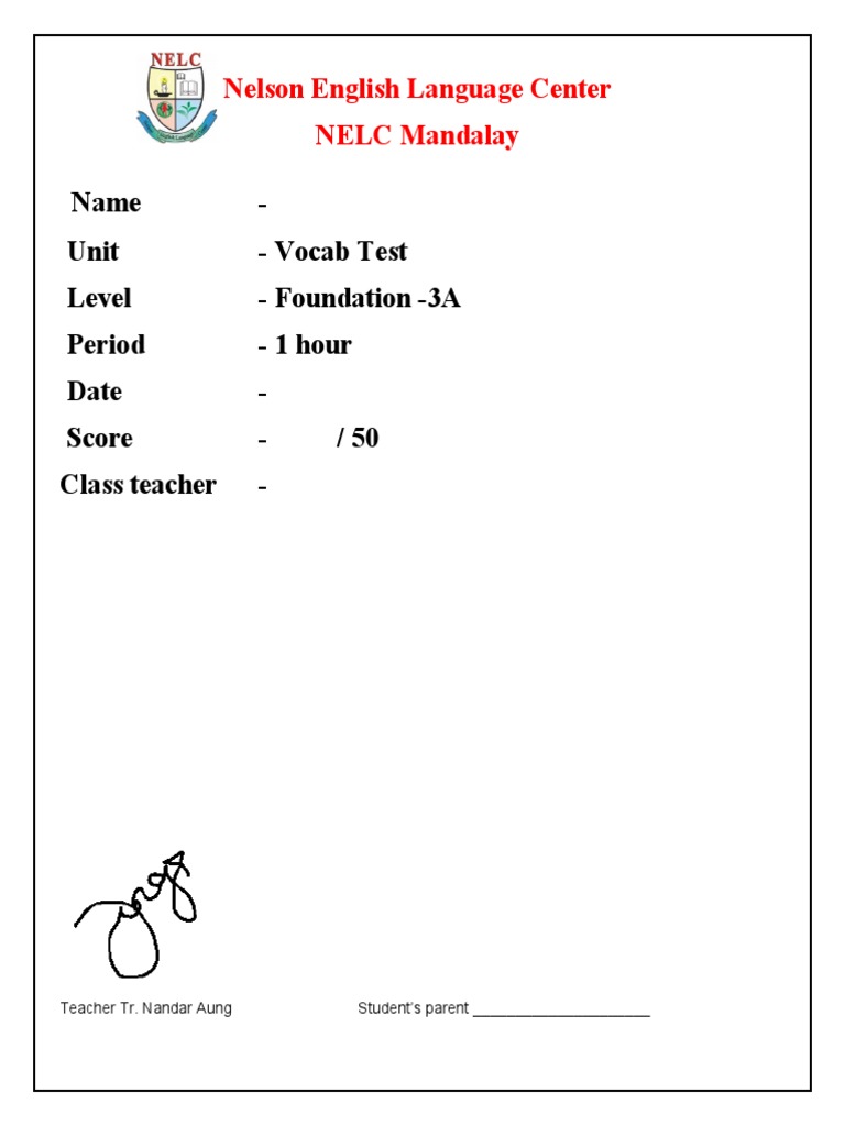Vocab Test (F3A) PDF Linguistics Syntax