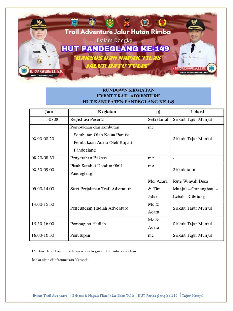 Rundown Acara Event Lampiran Surat | PDF