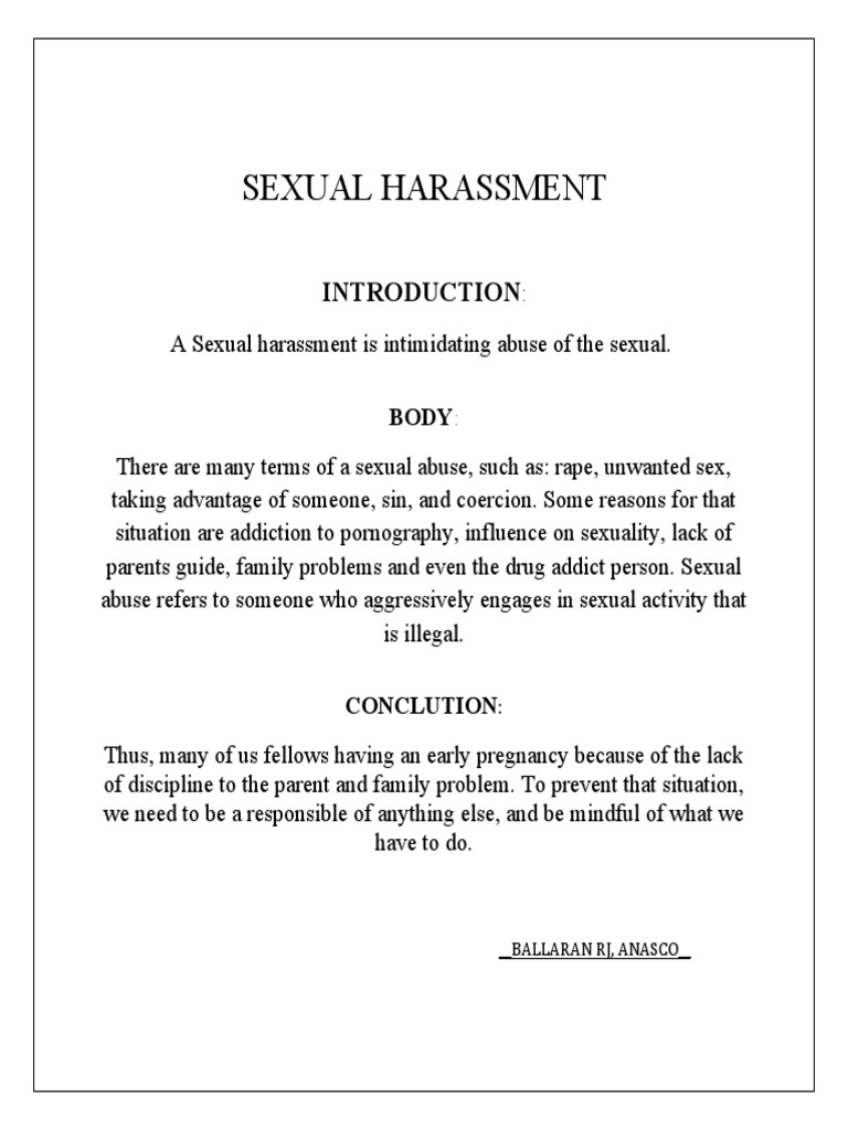 sexual harassment term paper introduction