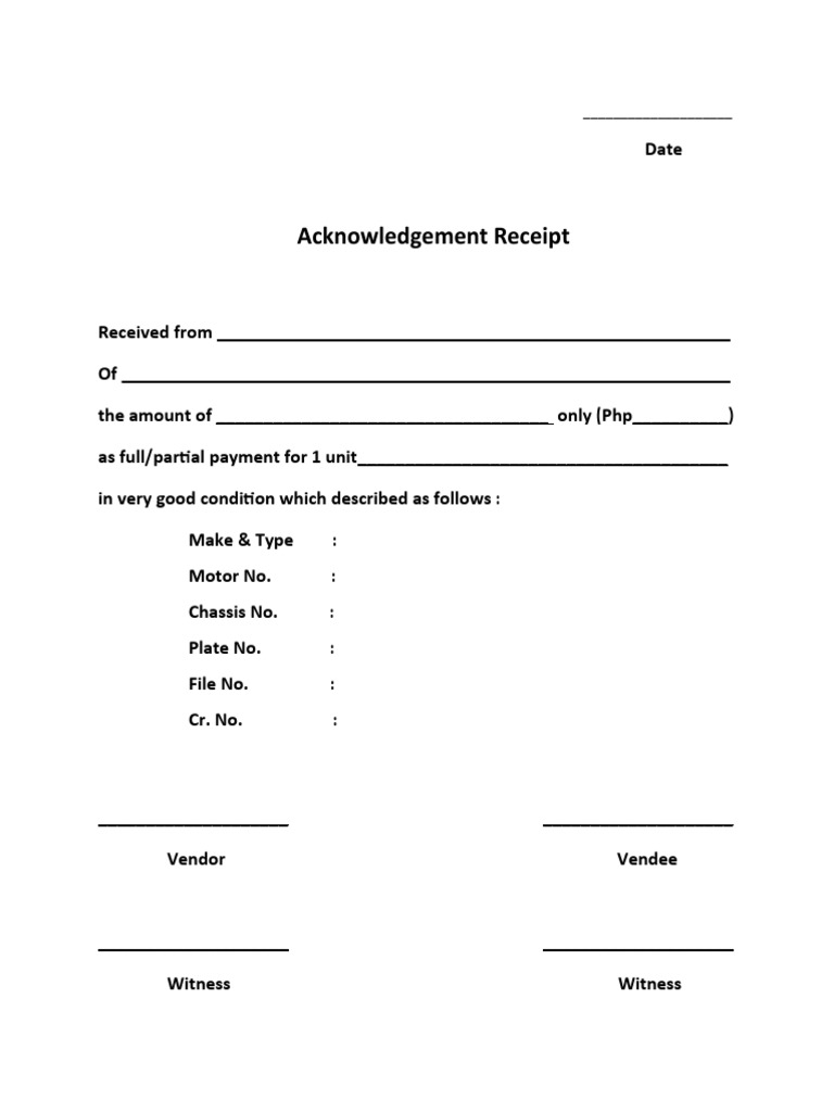 Acknowledgement Receipt Template | PDF