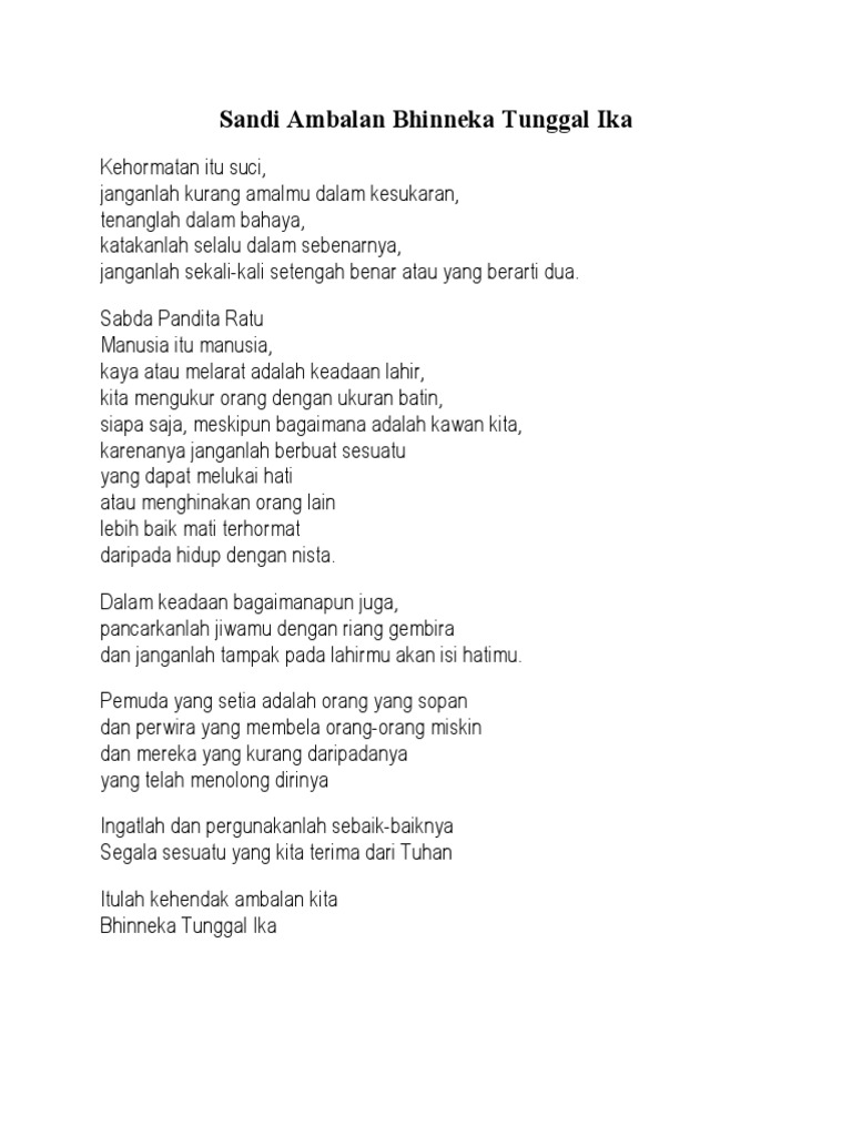 Sandi Ambalan Bhinneka Tunggal Ika | PDF
