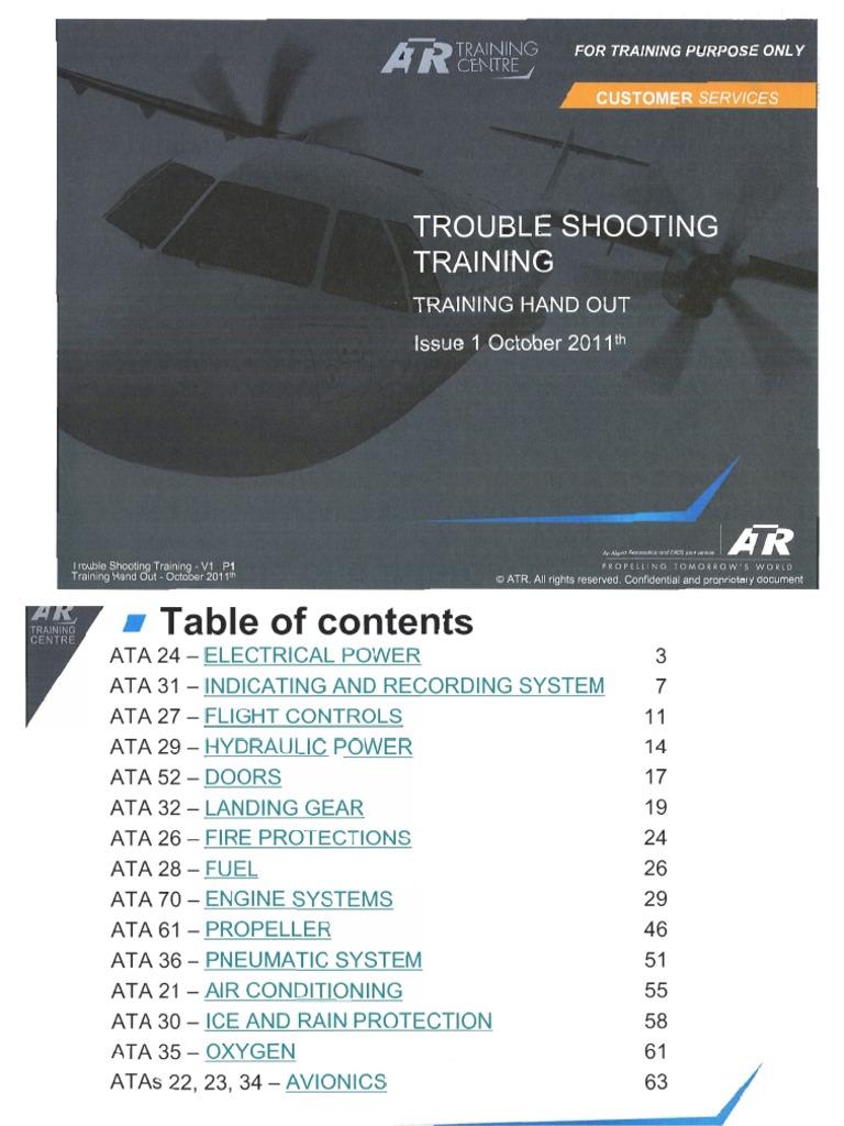 ATR 42-72 Trouble Shooting Training Handout Vol.1 | PDF