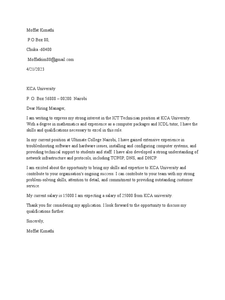 KCA Application Letter | PDF