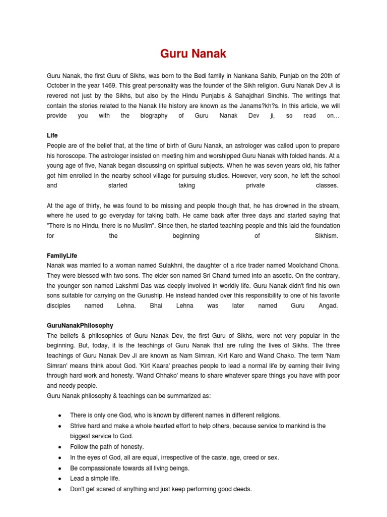 Guru Nanak | PDF | Guru Nanak | Indian Religions