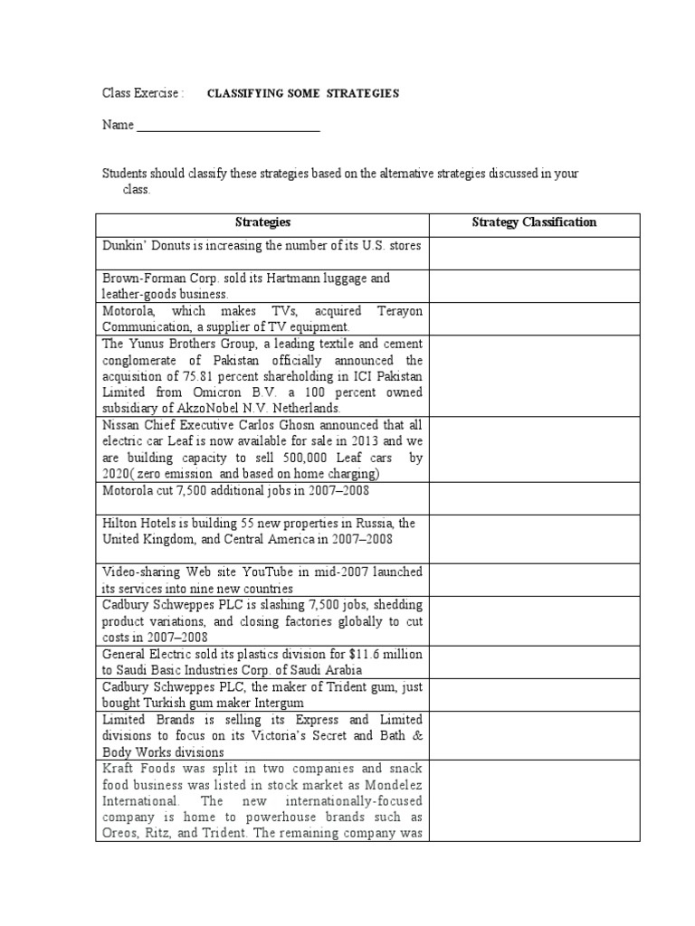 Class Exercise | PDF | Business