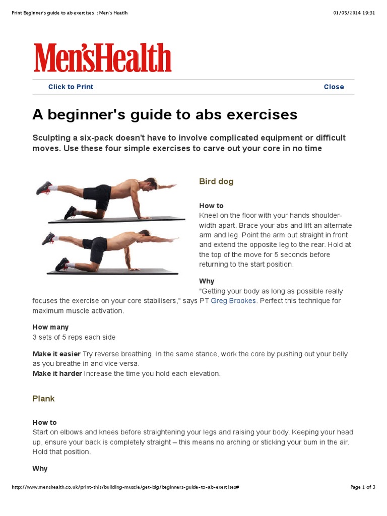 Print Beginner's Guide To Ab Exercises: Men's Heatlh | PDF ...