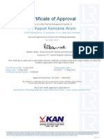 Certificate of Approval: PT Kepuh Kencana Arum