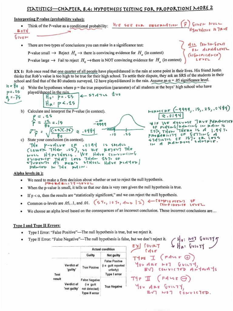 Statistics SPRING - Chapter 8.4-Hypothesis Testing For Proportions MORE ...