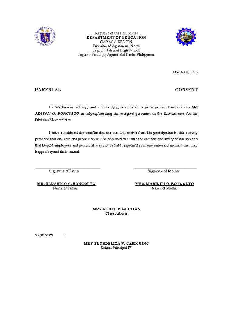 Parental Consent for Division Meet Participation | PDF