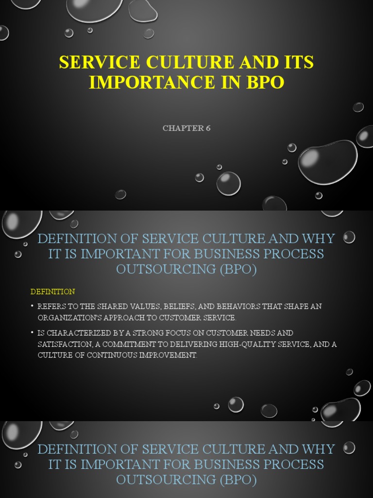 Chapter 6 Service Culture and Its Importance in BPO | PDF | Outsourcing ...