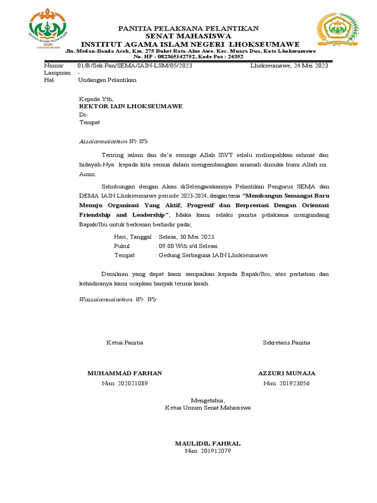 Undangan Pelantikan | PDF