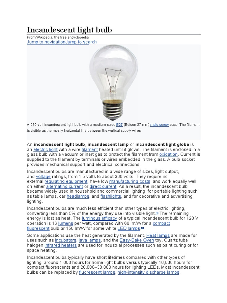 Incandescent Light Bulb PDF