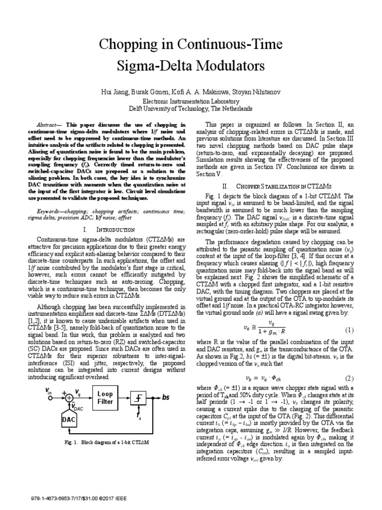 Chopping Techniques in CT Sigma-Delta Modulators | PDF | Sampling ...