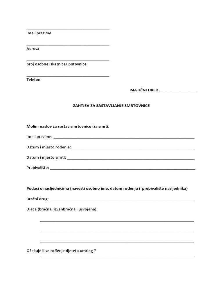 Sastavljanje Smrtovnice | PDF