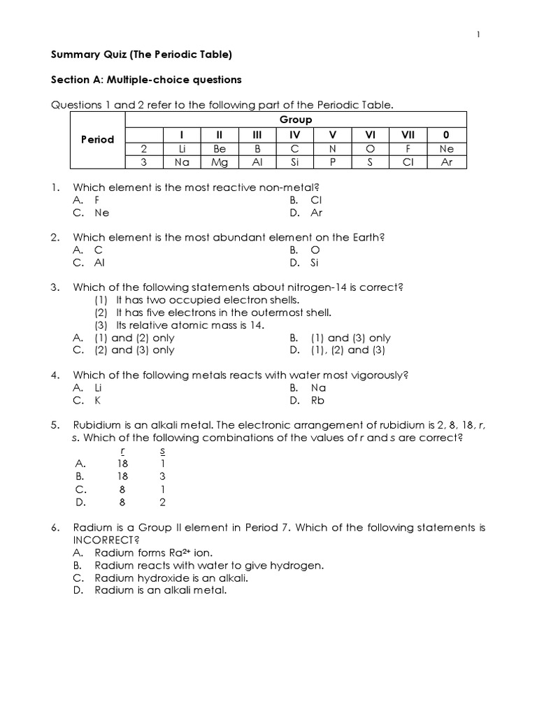 The History Of The Periodic Table Summary