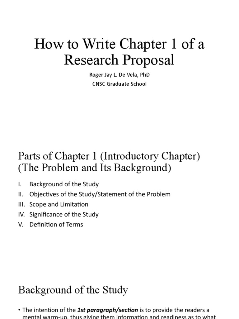How To Write Chapter 1 Of A Research Download Free Pdf Scope