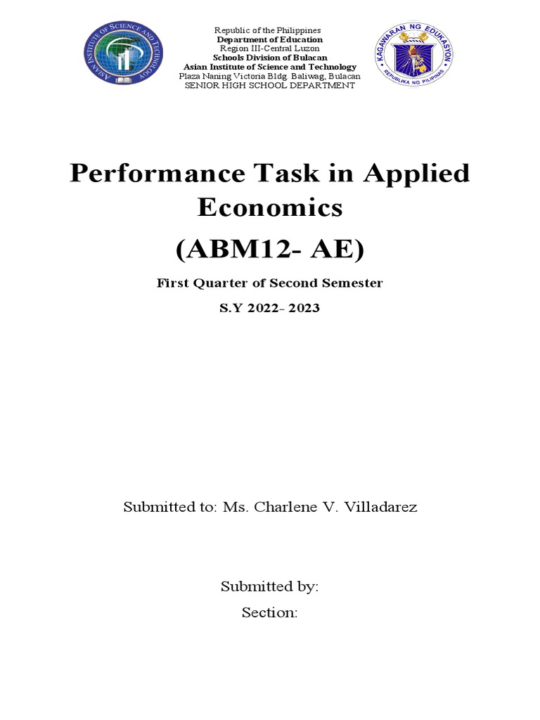 Applied Economics Performance Task | PDF