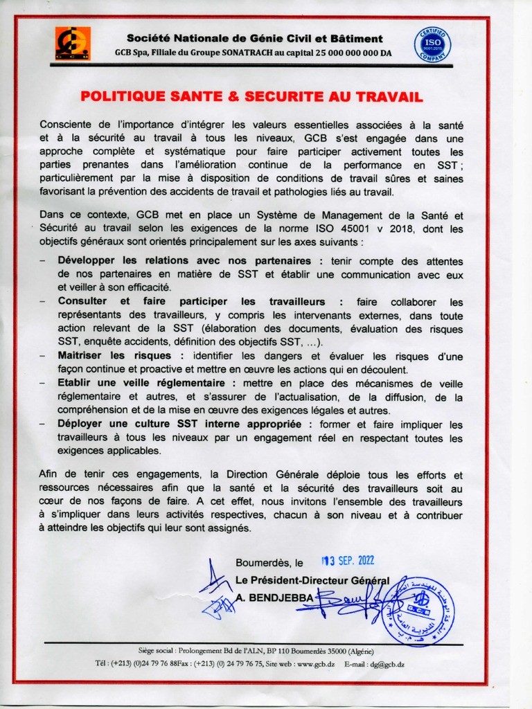 Politique SST FR | PDF