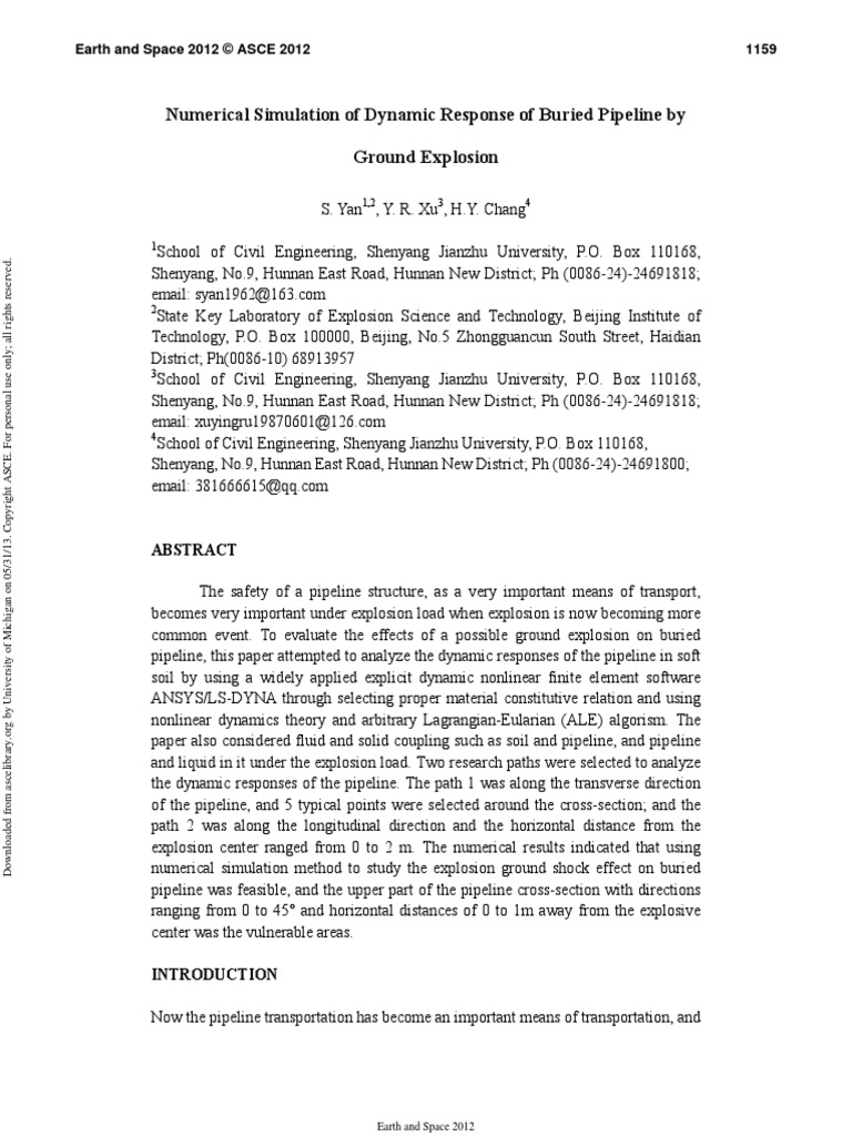 Numerical Simulation of Dynamic Response of Buried Pipeline by Ground ...