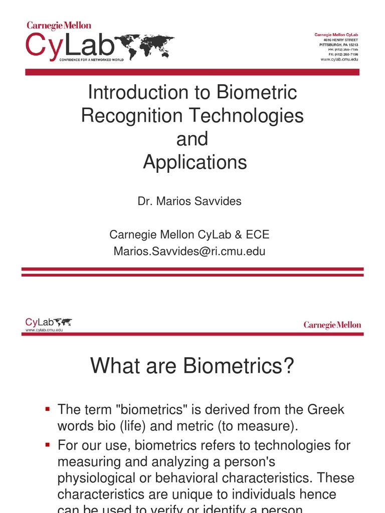 Introduction To Biometric Recognition Technologies and Applications ...