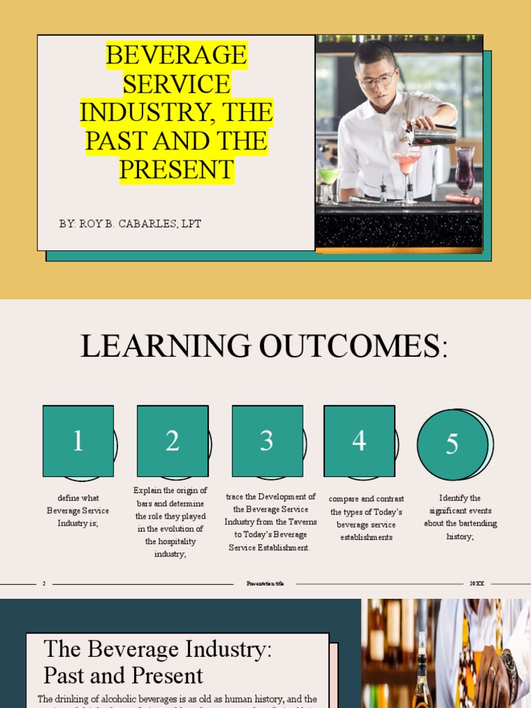 Topic 1 BEVERAGE SERVICE INDUSTRY, THE PAST AND THE PDF Bartender