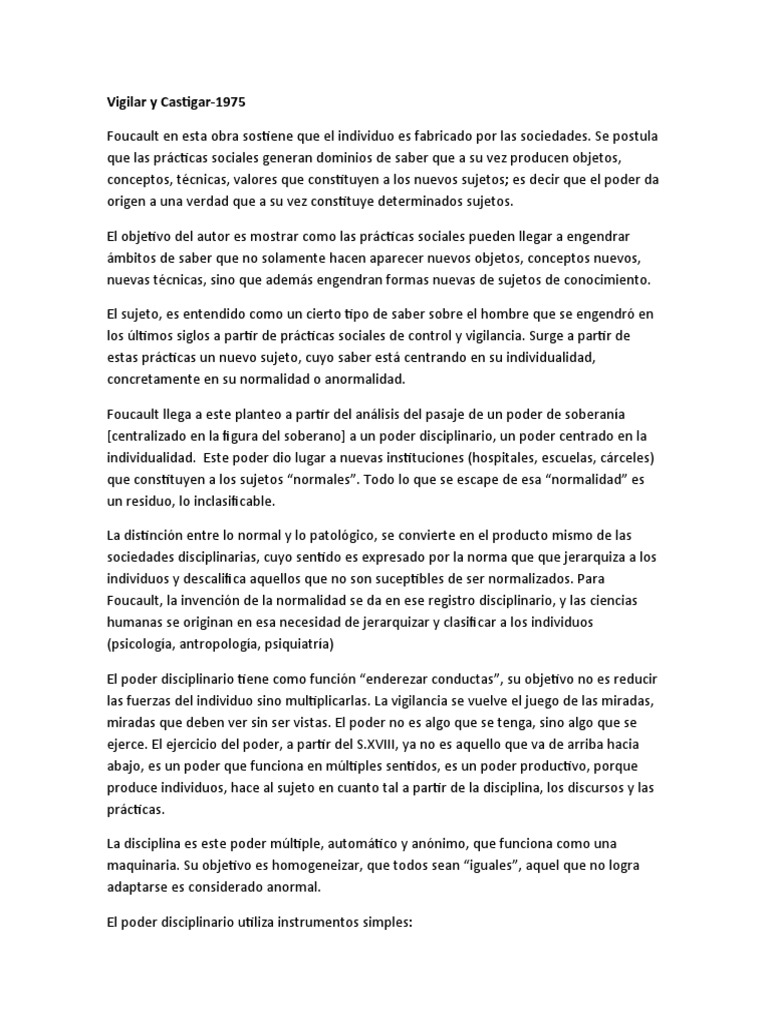 Vigilar y Castigar | PDF | Michel Foucault | Disciplinas