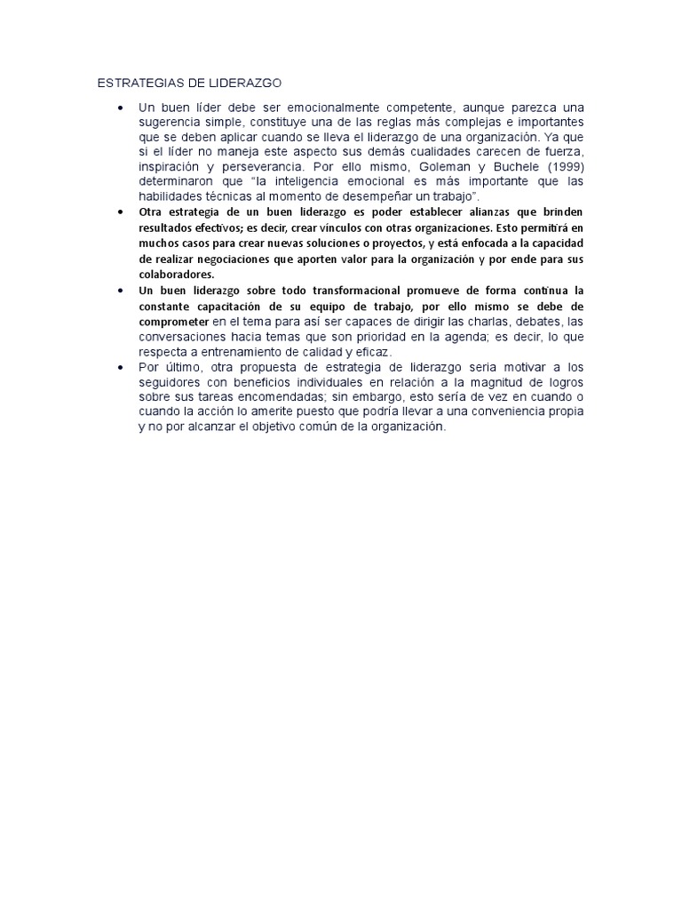 Estrategias de Liderazgo Efectivas | PDF