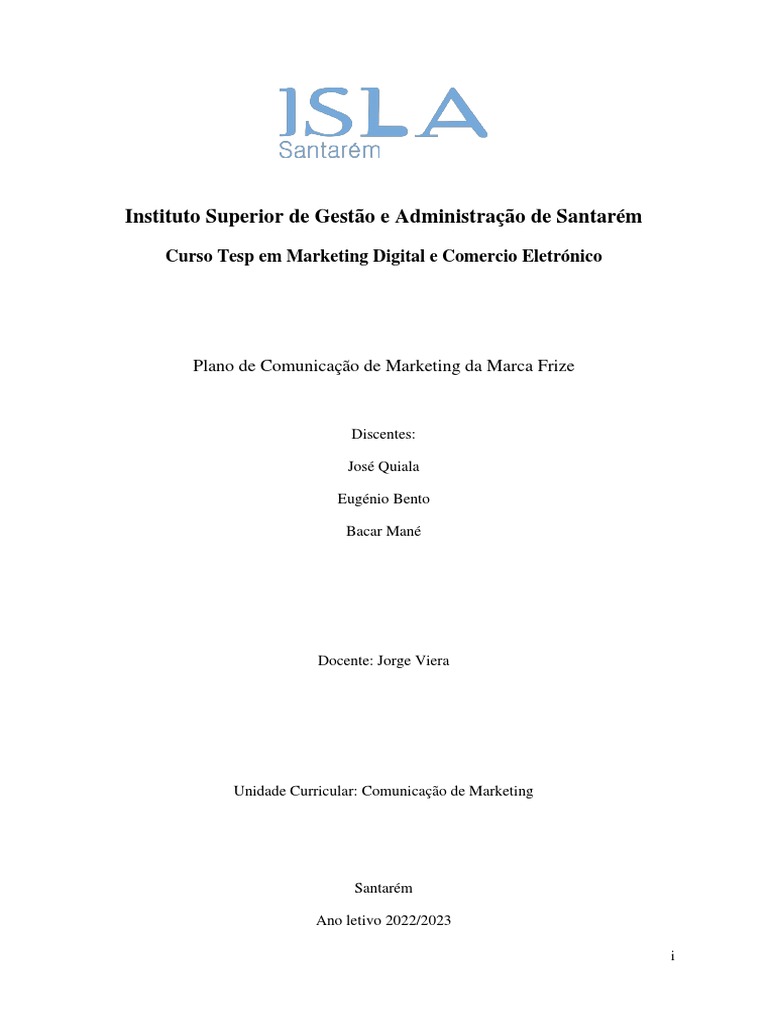 Plano De Comunicação De Marketing Tesp Marca Frize Pdf Marca