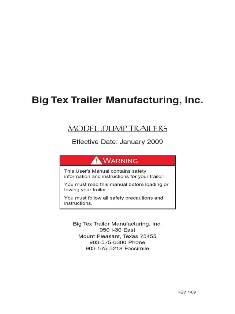 Big Tex DumpTrailerManual | PDF | Trailer (Vehicle) | Tire