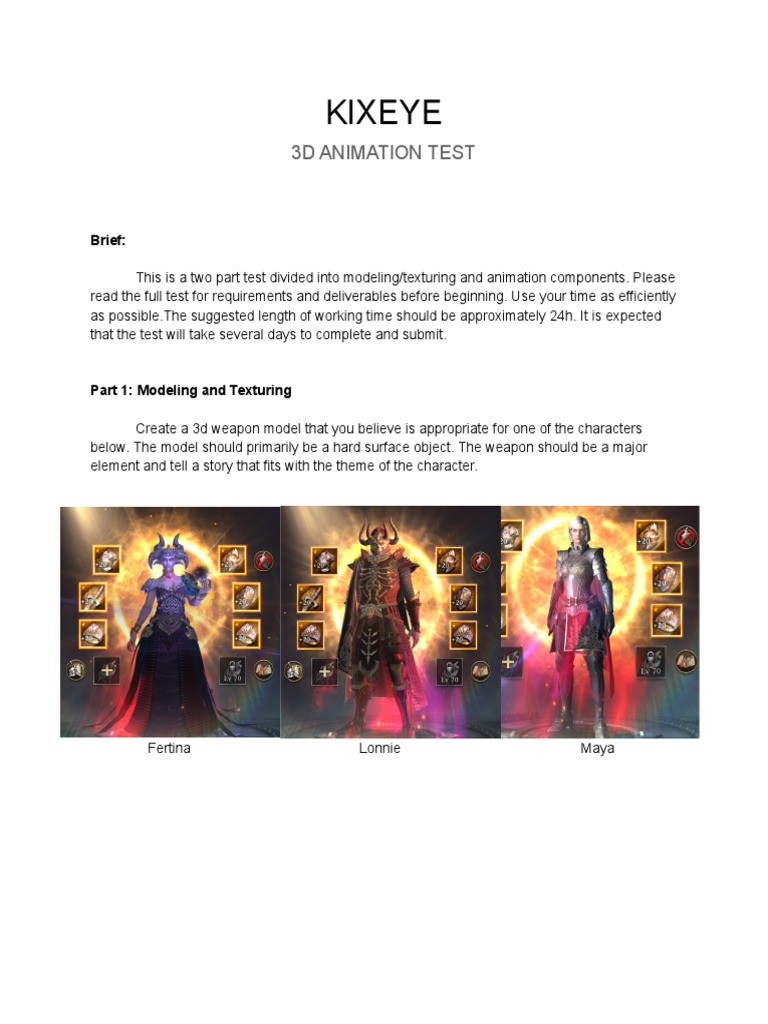 KIXEYE 3D Animation Test | PDF