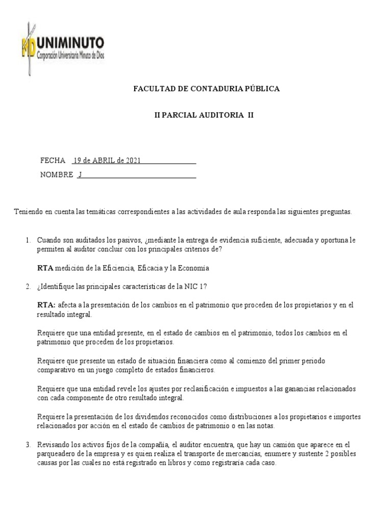 Segundo Parcial Auditoria 2 | PDF