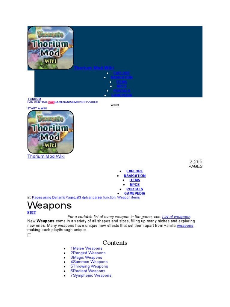 Weapons Thorium PDF Musical Instruments Spear