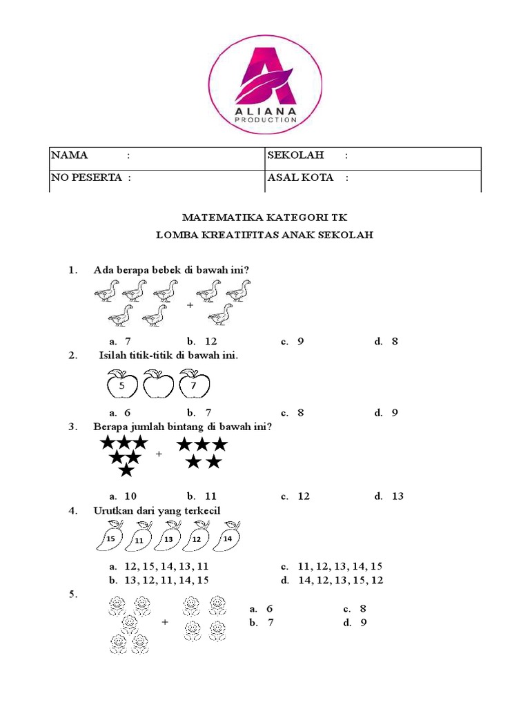 Soal Olimpiade Matematika TK B | PDF